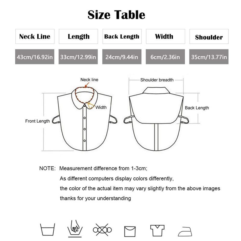 Joyci Men's Fashion OL False Collar Solid Color Lapel Half Shirt Fake Collar (Blue) - Image 2